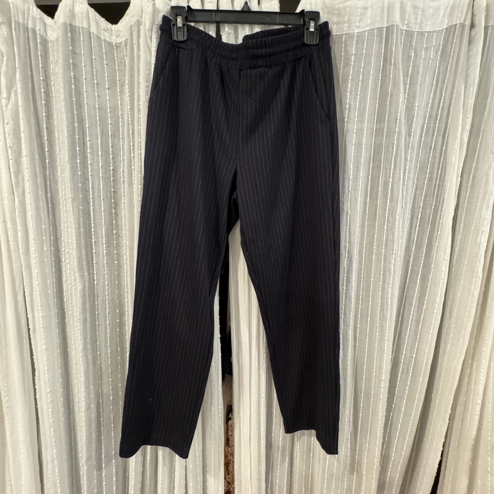 ann taylor loft pull on pinstripe pants